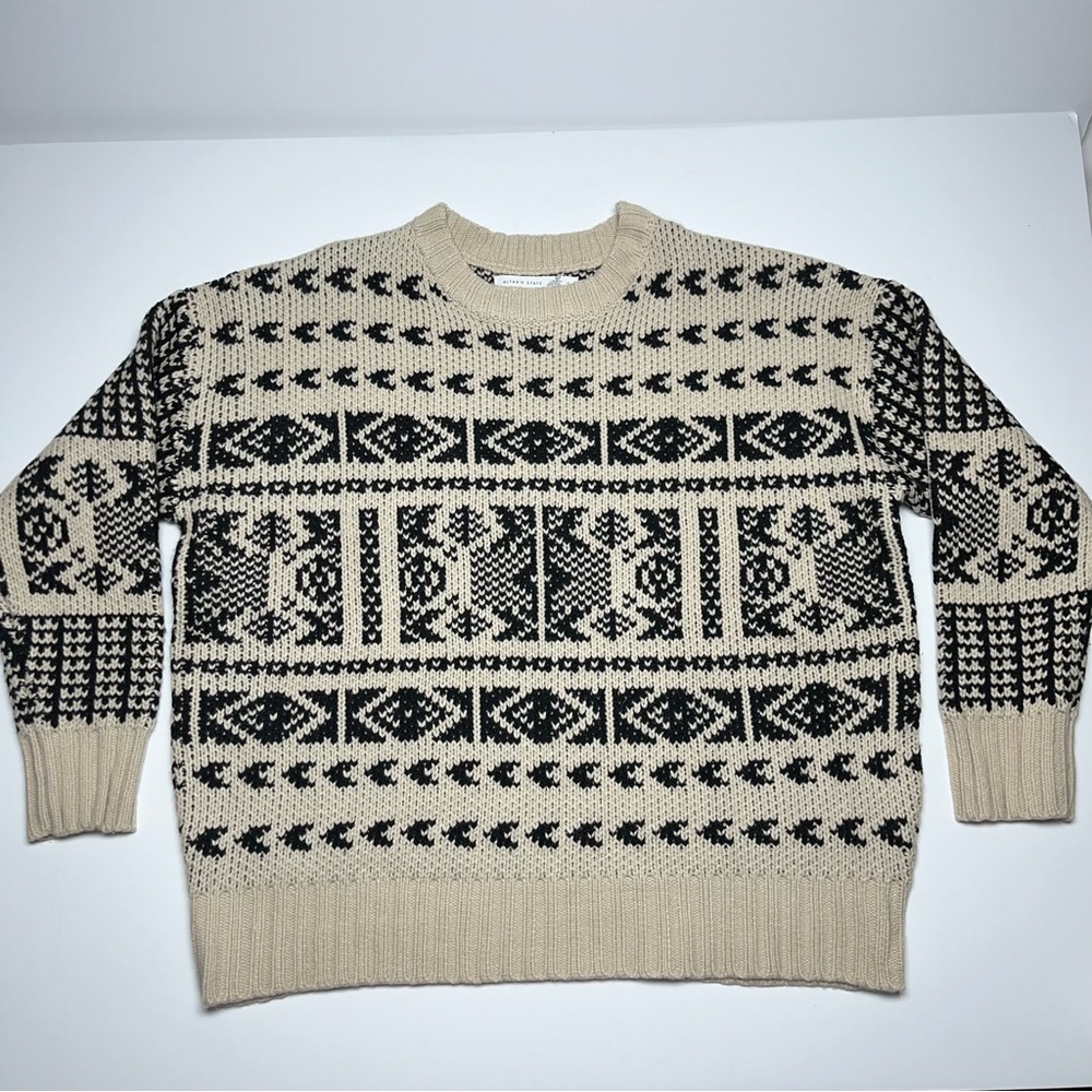 NWOT Altar’d State Kya Fair Isle Sweater Tan and Black | Size S